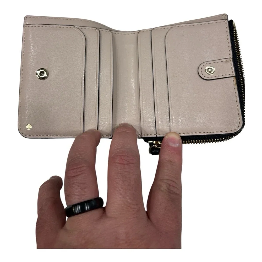 Kate Spade New York Cameron L-Zip Bifold Wallet Leather - Warm Beige/Black - Picture 2 of 4